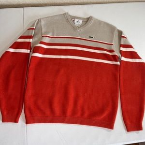 Lacoste Sweaters | Kid’s Lacoste V Neck Cotton Sweater  | Orange&Cream Size: 12